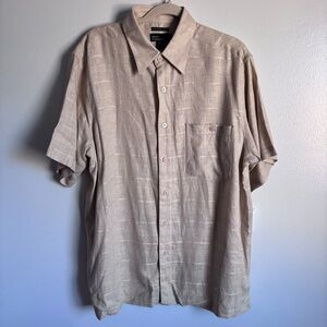 NWT Marc Edward’s Light Tan Linen blend Button Down Shirt size Large